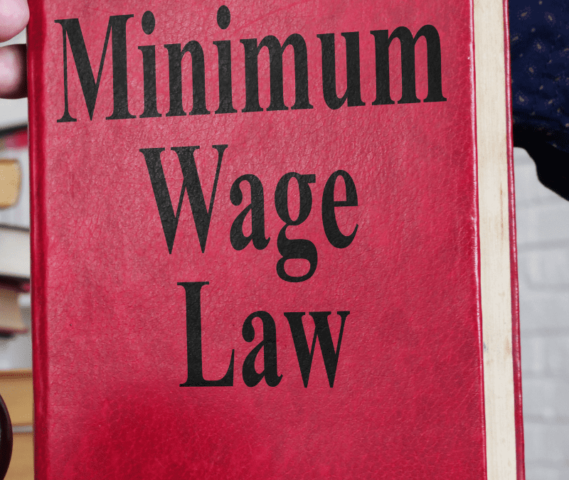 Picture of a law book that says Minimum Wage Law on the front cover